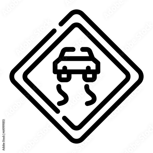 slippery road Line Icon
