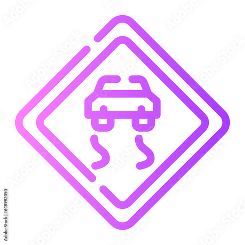slippery road Line Gradient Icon
