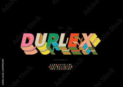 Vector of stylized modern font and alphabet
