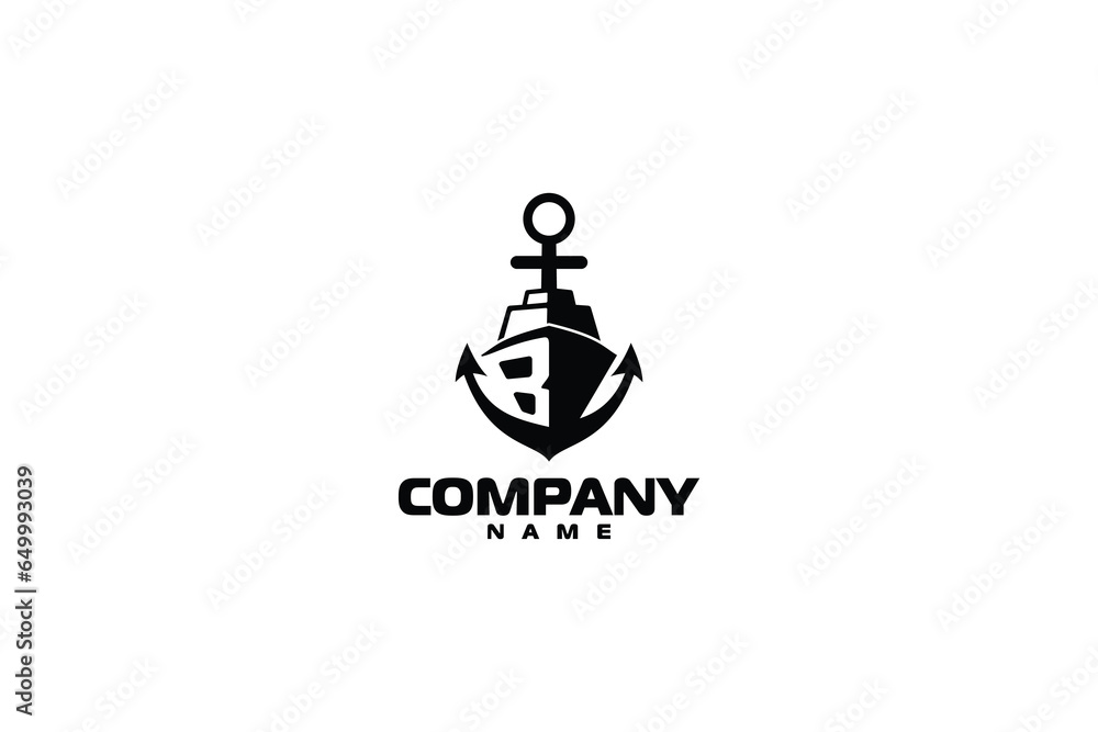 ship and anchor B letter logo, ship logo, anchor logo ship and anchor B letter logo, ship logo, anchor logo