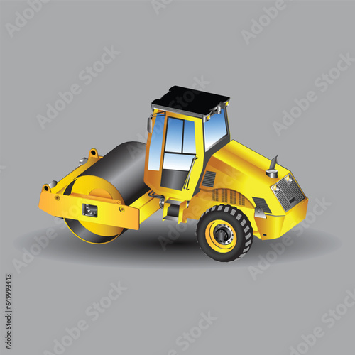 heavy equipment, yellow road rollers with a background. vector