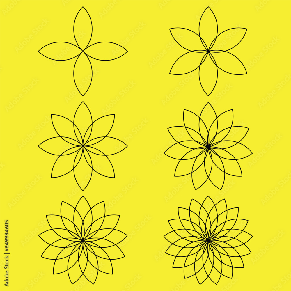 vector graphic of abstract flower line art style number three design model. can be used for clip art or elements in further designs vector graphic of abstract flower line art style number three design model. can be used for clip art or elements in further designs
