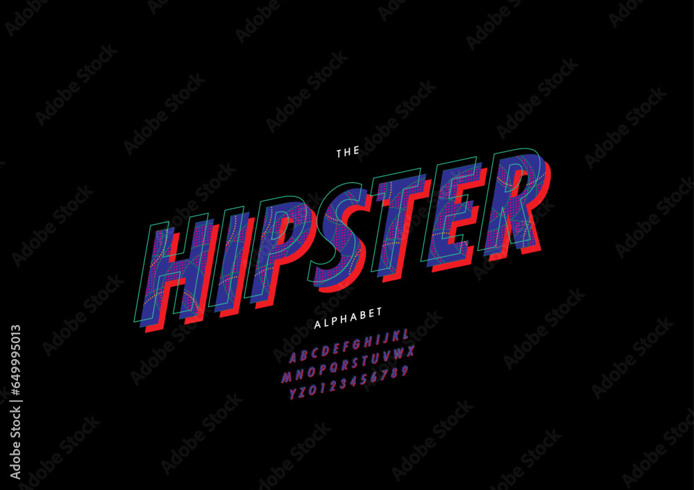 Fototapeta premium Vector of stylized modern font and alphabet