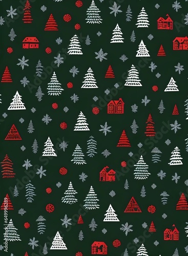 Simple Christmas seamless pattern with geometric motifs