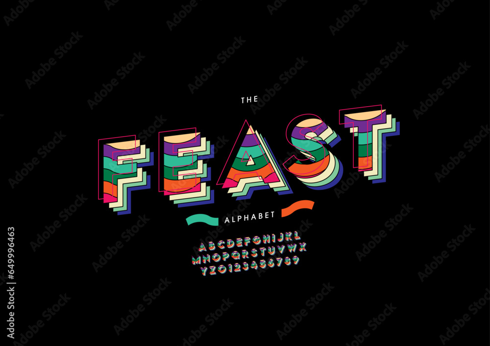 Obraz premium Vector of stylized modern font and alphabet