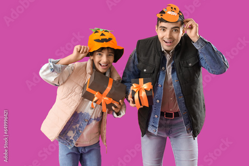 Little boy and his father w...