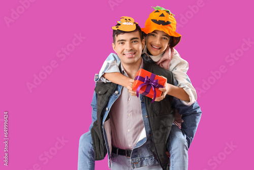 Little boy with his father ...