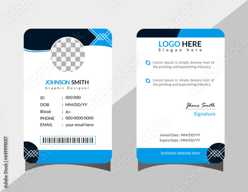 Creative Modern Id Card Template. corporate Modern and simple business office id card design.