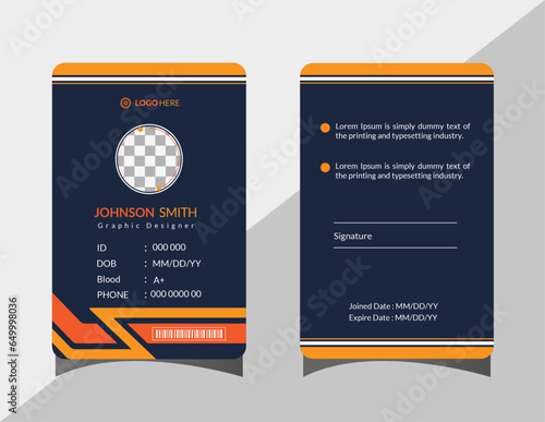 Modern unique professional and luxury id card design template. business office id card design.