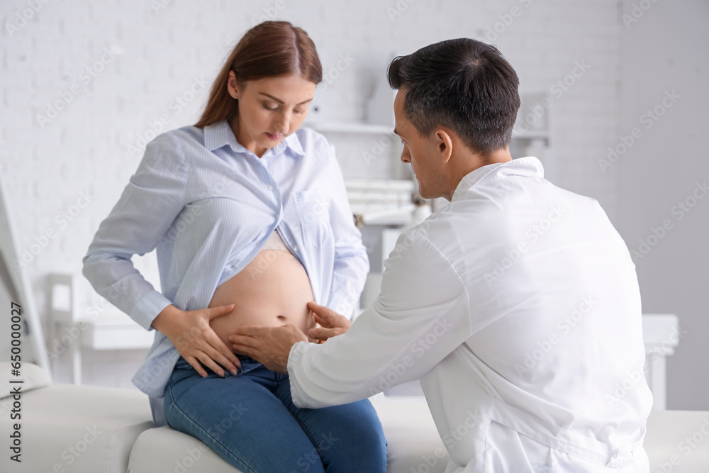 Young pregnant woman visiting doctor in clinic Young pregnant woman visiting doctor in clinic