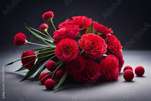 Leinwand Poster Design an artistic composition featuring a corsage of carnations, carefully arra