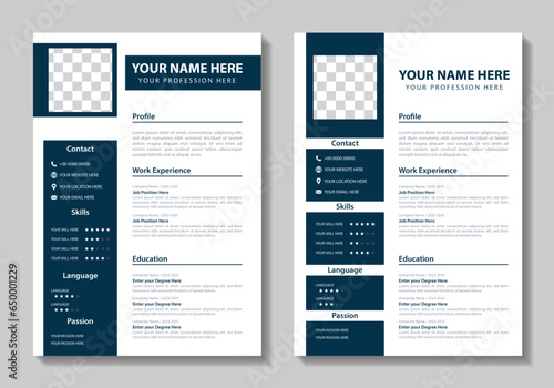 Clean Modern Resume and Cover Letter Layout Vector Template for Business Job Applications, Minimalist resume cv template, Resume design template, cv design, multipurpose resume design minimal Design