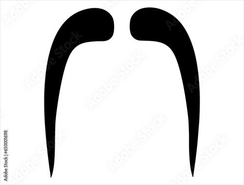 Fu manchu mustache silhouette vector art white background