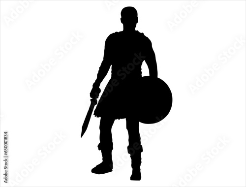 Gladiator silhouette vector art white background