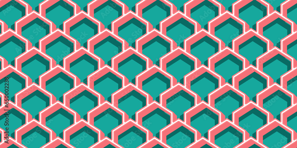 Fototapeta premium Pink RetroSeamless geometric pattern background with Pink RetroStyle Effect