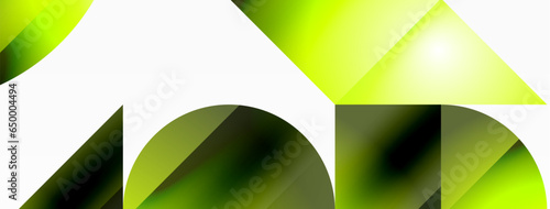 Serene gradient template. Circles and triangles mingle in minimalist perfection. Gentle fusion of forms and hues creates balanced yet captivating backdrop, embodying modern sophistication