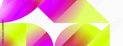 Serene gradient template. Circles and triangles mingle in minimalist perfection. Gentle fusion of forms and hues creates balanced yet captivating backdrop, embodying modern sophistication