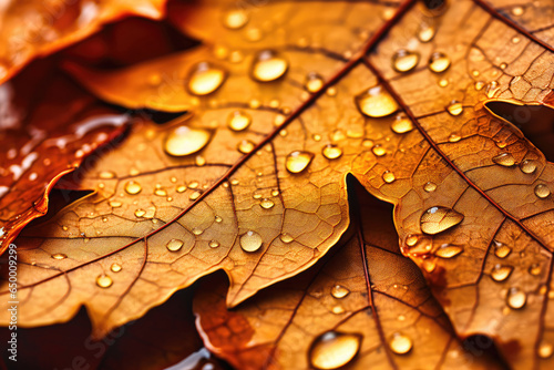 A Macro Display of Fall Leaves with various Hues