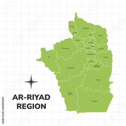 Riyadh Region map illustration. Map of the region in Saudi Arabia