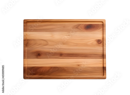 Wooden Serving tray top view isolated on transparent background, AI
