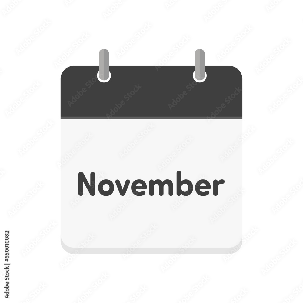 Simple flat monthly calendar icon with the text November Simple flat monthly calendar icon with the text November