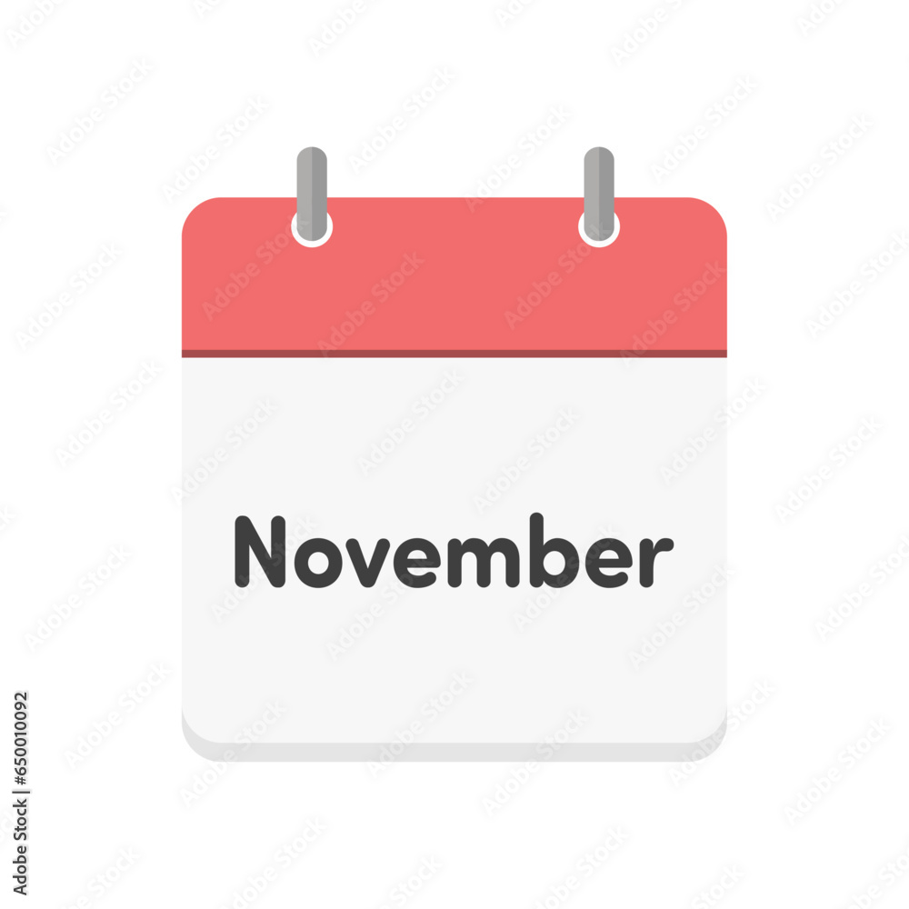 Simple flat monthly calendar icon with the text November