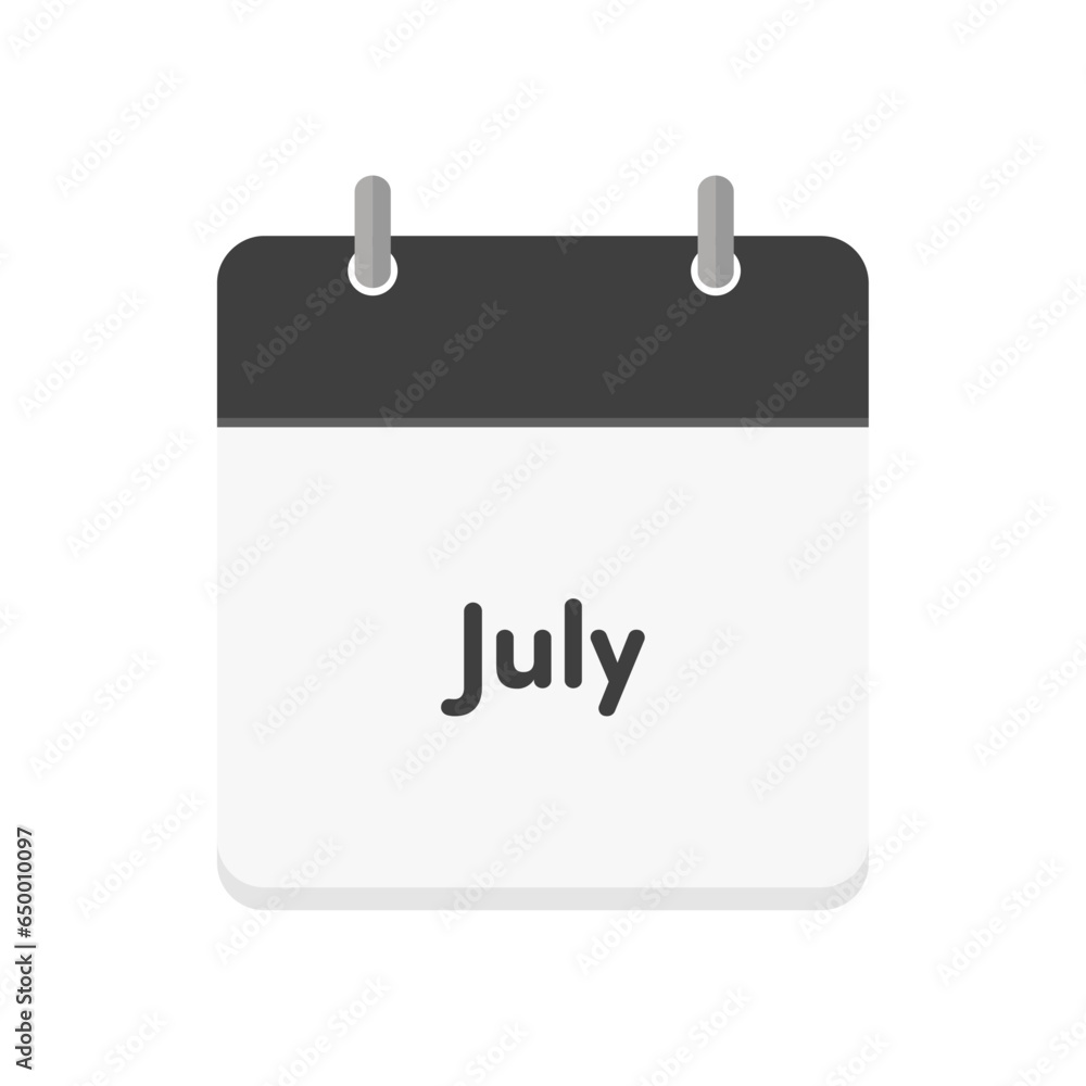 Simple flat monthly calendar icon with the text July Simple flat monthly calendar icon with the text July