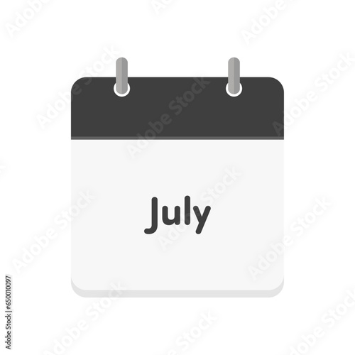 Simple flat monthly calendar icon with the text July