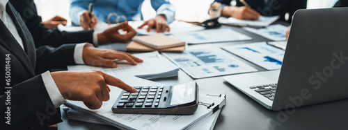 Canvas Print Auditor and accountant team working in office, analyze financial data and accounting record with calculator