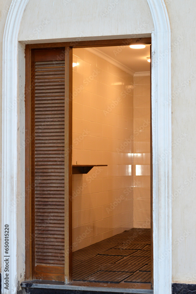 Ablution area beside the mosque, Wudu or ablution the Islamic procedure