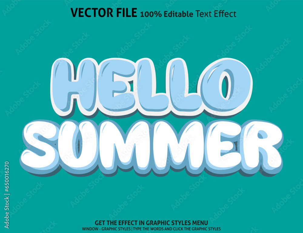Editable text effect Hello Summer 3D template Editable text effect Hello Summer 3D template