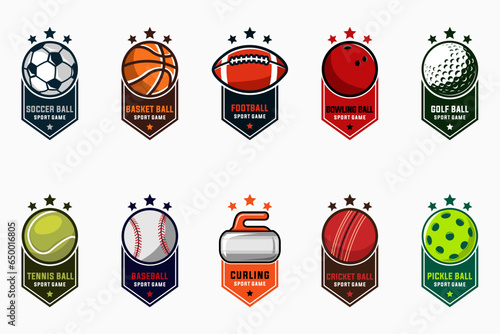 sport banner collection vector graphic template with ribbon tag illustration set for sport club.