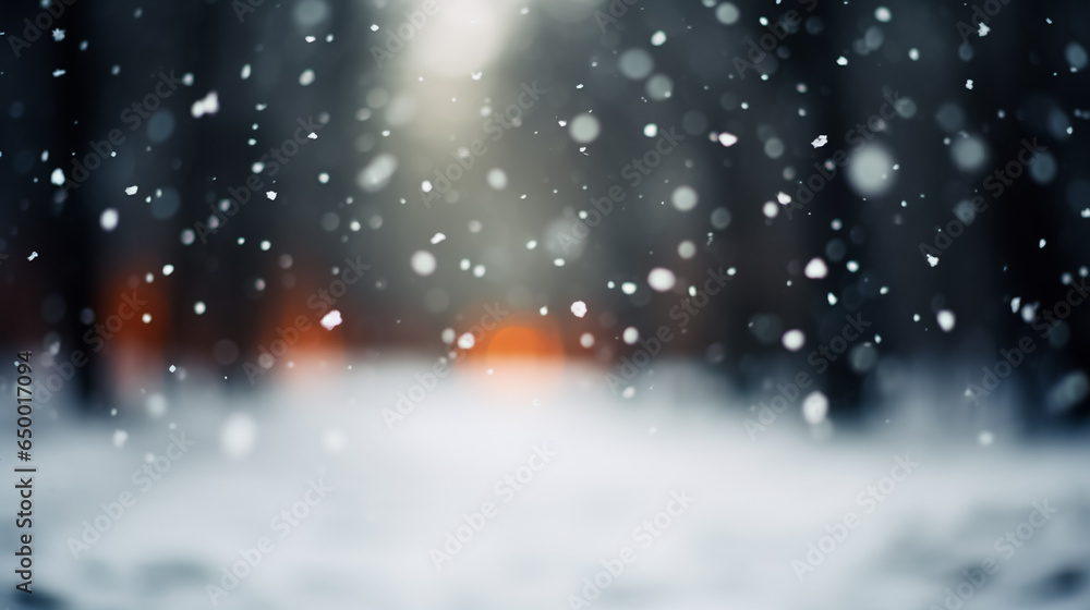 Naklejka premium Beautiful winter snowy blurred defocused background, copy space