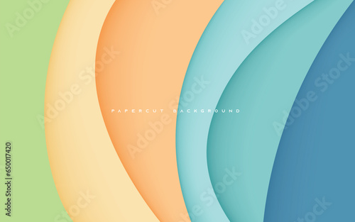 Abstract paper cut shape background with pastel colors