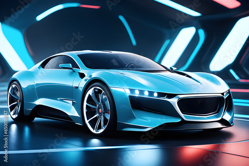 Futuristic sports car, digital art, 3d render, fantasy © Saly