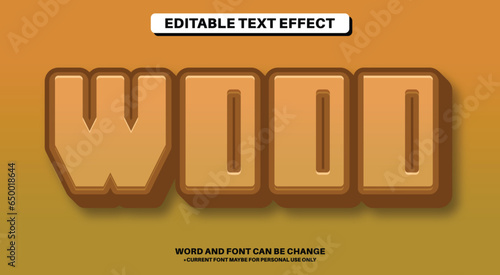 Editable 3D Text Effect Wood Style Effect