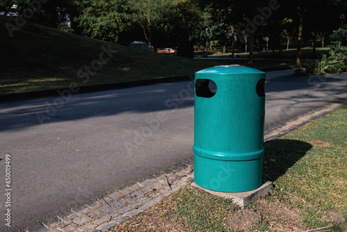 Photography Green waste bin in Singapore park