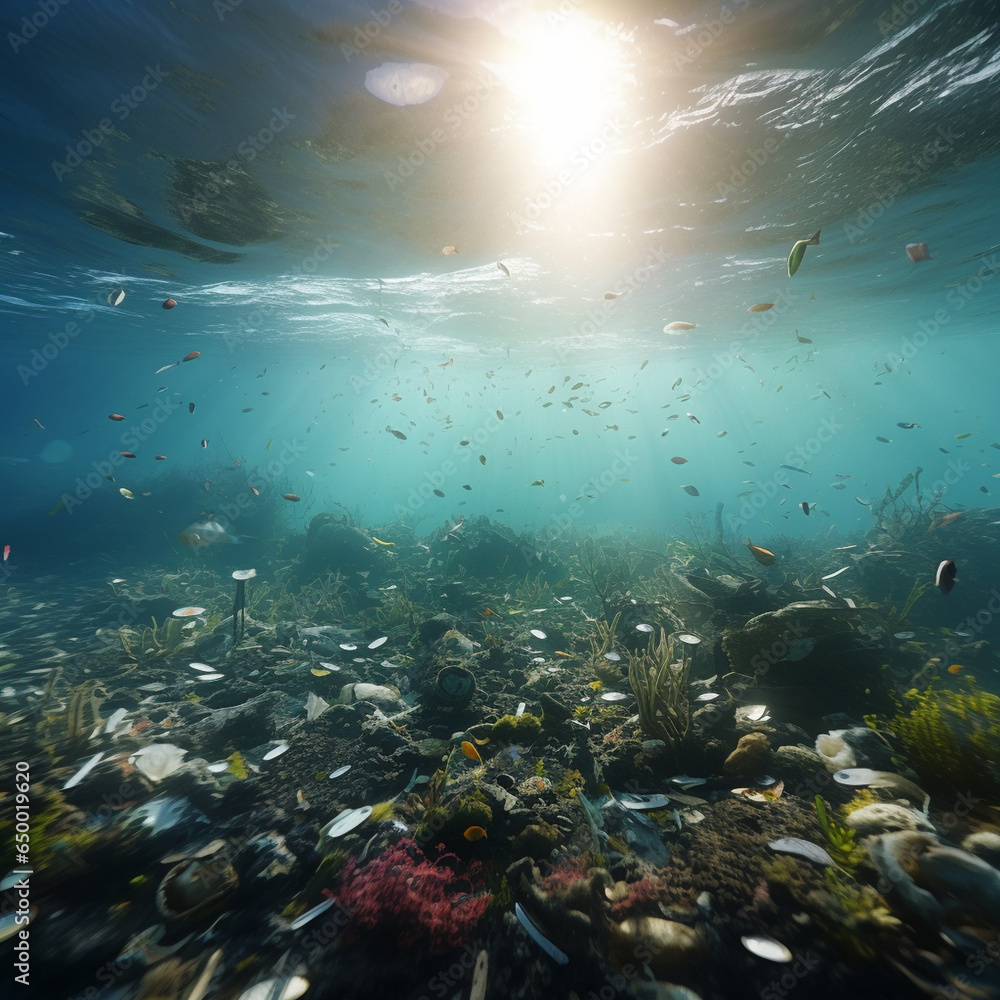 Ocean pollution in waters documentary photography