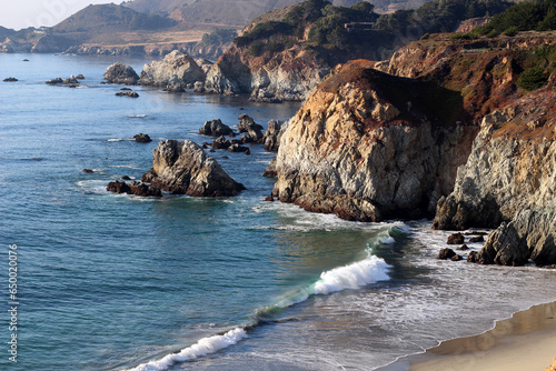 Beautiful rocky coastline of the Pacific Ocean. Big Sur California.