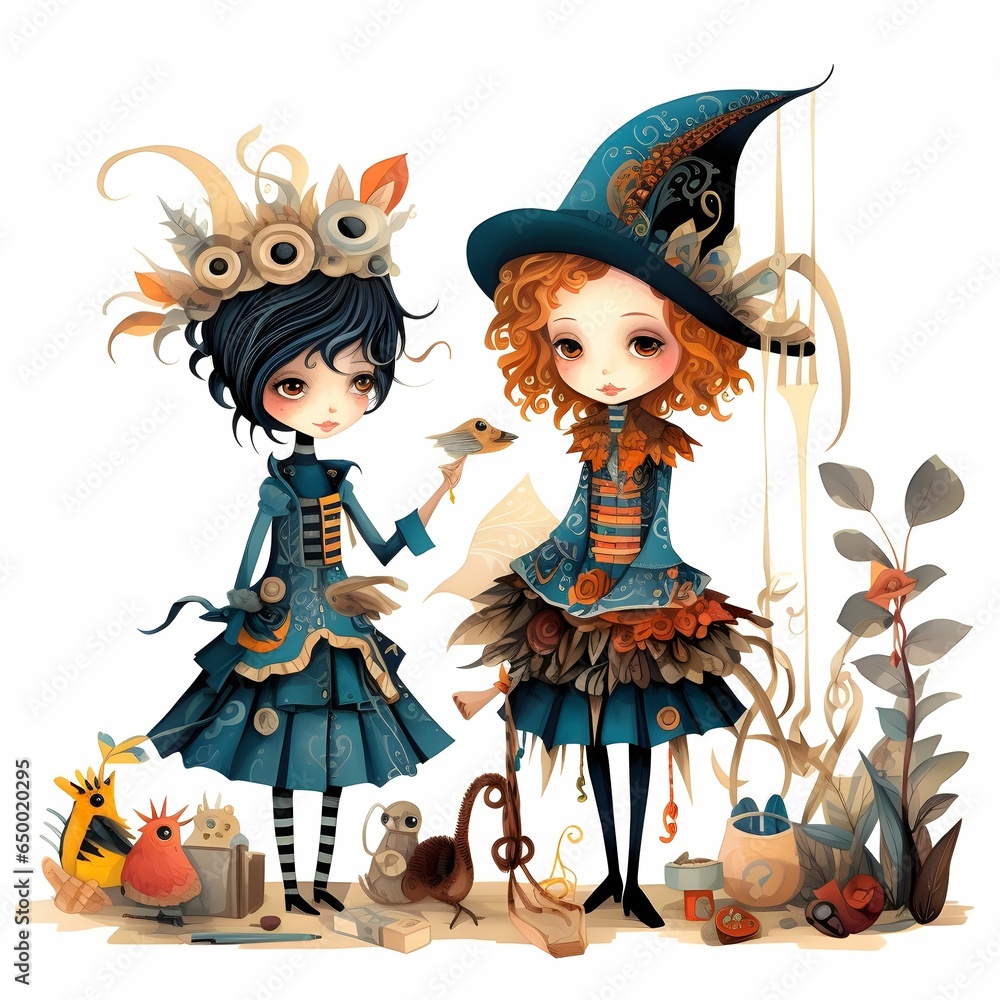 Clipart of fashion designers crafting whimsical children's costumes Generative AI