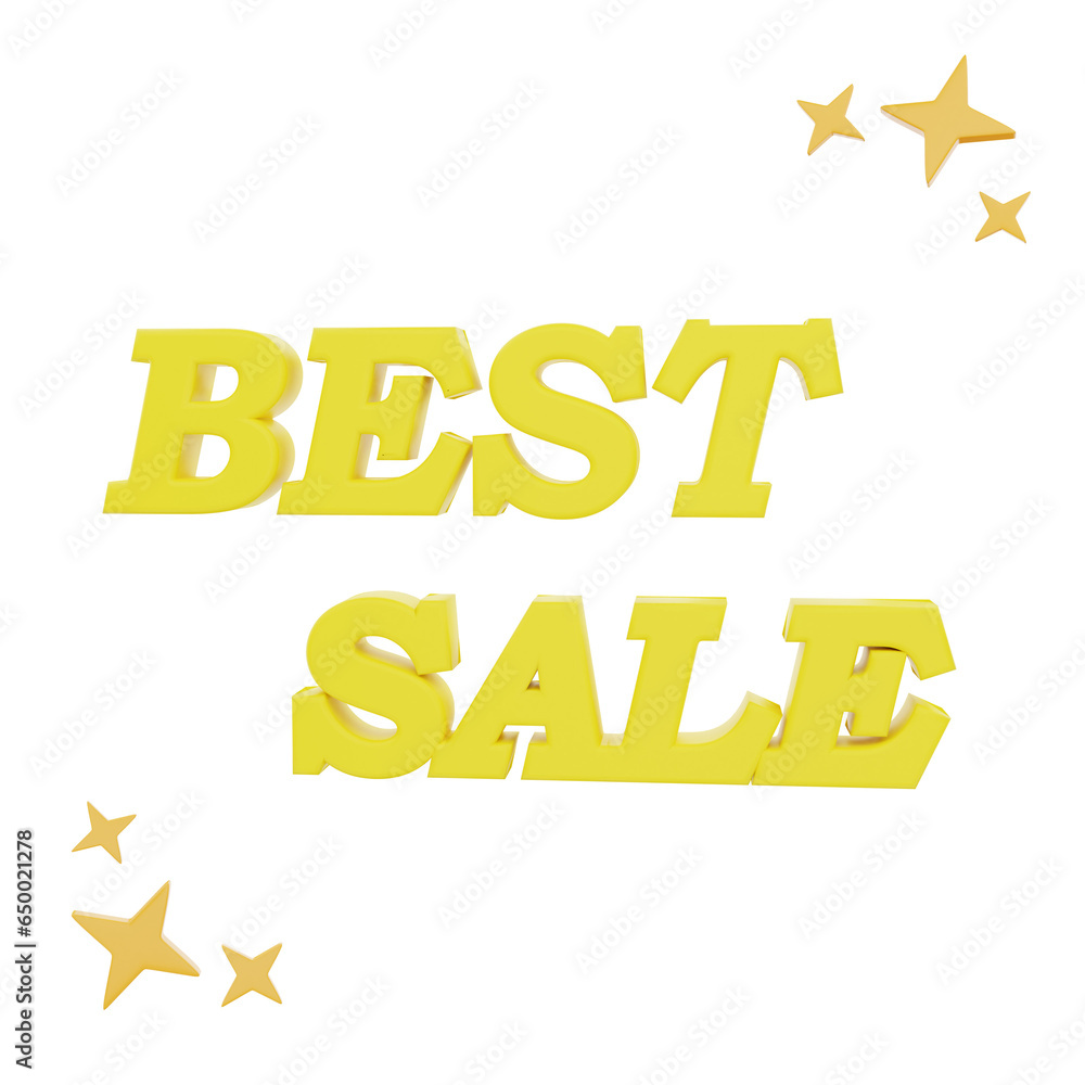 3D Rendering Best Sale with stars Icon Object 3D Rendering Best Sale with stars Icon Object