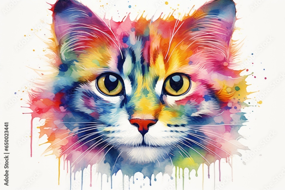 Colorful cat portrait background
