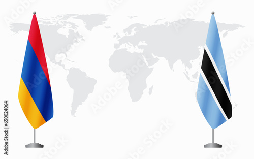 Armenia  and Botswana flags for official meeting