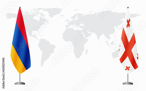 Armenia  and Georgia flags for official meeting