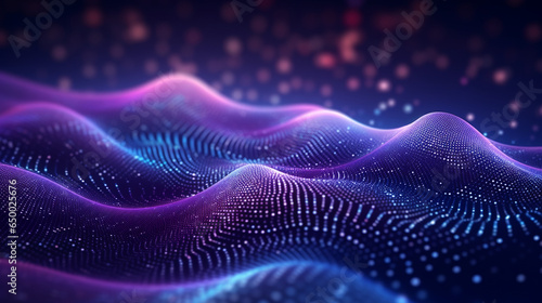 Modern digital abstract futuristic technology wave background.  Concept for neural network, big data, communication, data stream, cyber data flow,  supercomputer, cloud computing. Generative AI