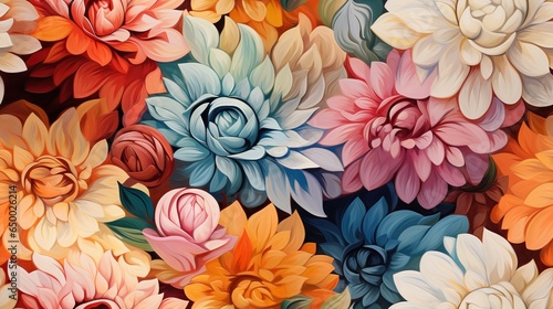  a painting of a bunch of flowers with different colors of flowers. generative ai