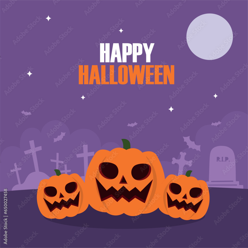 happy halloween card party vector flat happy halloween card party vector flat