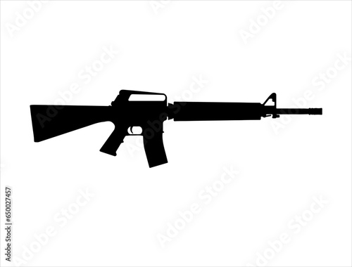 M16 assault riffle silhouette vector art white background