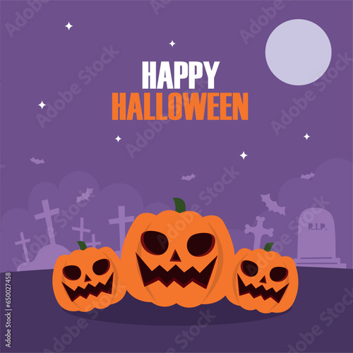 happy halloween card party vector flat