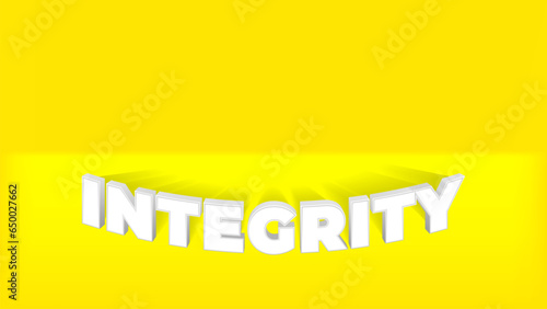 Integrity text on yellow background, concept.
